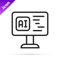 Black line Software, web developer programming code icon isolated on white background. Javascript computer script random Royalty Free Stock Photo