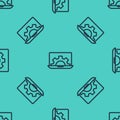 Black line Software, web development, programming concept icon isolated seamless pattern on green background. Programming language Royalty Free Stock Photo