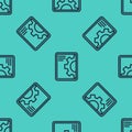 Black line Software, web development, programming concept icon isolated seamless pattern on green background Royalty Free Stock Photo