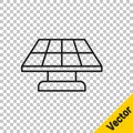 Black line Solar energy panel icon isolated on transparent background. Vector Royalty Free Stock Photo