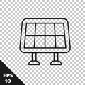 Black line Solar energy panel icon isolated on transparent background. Vector Royalty Free Stock Photo