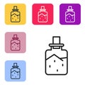 Black line Spa salt icon isolated on white background. Set icons in color square buttons. Vector Illustration Royalty Free Stock Photo