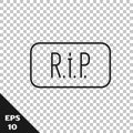 Black line Speech bubble rip death icon isolated on transparent background. Vector Royalty Free Stock Photo