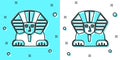 Black line Sphinx - mythical creature of ancient Egypt icon isolated on green and white background. Random dynamic