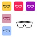 Black line Sport cycling sunglasses icon isolated on white background. Sport glasses icon. Set icons in color square Royalty Free Stock Photo