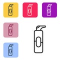 Black line Spray can for hairspray, deodorant, antiperspirant icon isolated on white background. Set icons in color Royalty Free Stock Photo