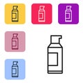 Black line Spray can for hairspray, deodorant, antiperspirant icon isolated on white background. Set icons in color Royalty Free Stock Photo