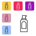 Black line Spray can for hairspray, deodorant, antiperspirant icon isolated on white background. Set icons in color Royalty Free Stock Photo