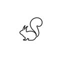 Black line squirrel icon isolated on white. Vector flat animal silhouette Royalty Free Stock Photo