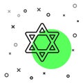 Black line Star of David icon isolated on white background. Jewish religion symbol. Symbol of Israel. Vector Royalty Free Stock Photo