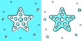 Black line Starfish icon isolated on green and white background. Random dynamic shapes. Vector Royalty Free Stock Photo