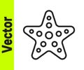 Black line Starfish icon isolated on white background. Vector Royalty Free Stock Photo