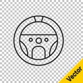 Black line Steering wheel icon isolated on transparent background. Car wheel icon. Vector Illustration