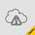 Black line Storm warning icon isolated on transparent background. Exclamation mark in triangle symbol. Weather icon of Royalty Free Stock Photo