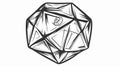 Black Line Style Tattoo of a D20 Dice: Simple Line Art Design Royalty Free Stock Photo