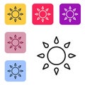 Black line Sun icon isolated on white background. Set icons in color square buttons. Vector Royalty Free Stock Photo