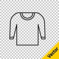 Black line Sweater icon isolated on transparent background. Pullover icon. Vector Illustration.