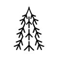 Black line symbol of fir-tree for Christmas design, new Year. Sample silhouette flat icon, simple design. Christmas tree bazaar Royalty Free Stock Photo