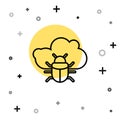 Black line System bug on a cloud icon isolated on white background. Cloud computing design concept. Digital network Royalty Free Stock Photo