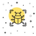 Black line System bug concept icon isolated on white background. Code bug concept. Bug in the system. Bug searching Royalty Free Stock Photo