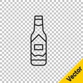 Black line Tabasco sauce icon isolated on transparent background. Chili cayenne spicy pepper sauce. Vector