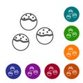 Black line Takoyaki icon isolated on white background. Japanese street food. Set icons in color circle buttons. Vector. Royalty Free Stock Photo