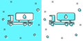 Black line Tanker truck icon isolated on green and white background. Petroleum tanker, petrol truck, cistern, oil