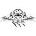 black line tattoo of an all seeing eye cloud Royalty Free Stock Photo