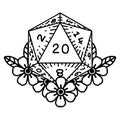 black line tattoo of a d20 Royalty Free Stock Photo