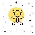 Black line Teddy bear plush toy icon isolated on white background. Random dynamic shapes. Vector Royalty Free Stock Photo