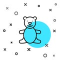 Black line Teddy bear plush toy icon isolated on white background. Random dynamic shapes. Vector Royalty Free Stock Photo