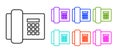 Black line Telephone icon isolated on white background. Landline phone. Set icons colorful. Vector Illustration Royalty Free Stock Photo