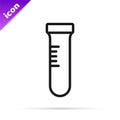 Black line Test tube and flask chemical laboratory test icon isolated on white background. Laboratory glassware sign Royalty Free Stock Photo