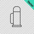 Black line Thermos container icon isolated on transparent background. Thermo flask icon. Camping and hiking equipment Royalty Free Stock Photo