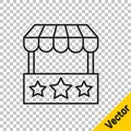 Black line Ticket box office icon isolated on transparent background. Ticket booth for the sale of tickets for Royalty Free Stock Photo