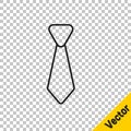 Black line Tie icon isolated on transparent background. Necktie and neckcloth symbol. Vector Royalty Free Stock Photo