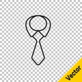 Black line Tie icon isolated on transparent background. Necktie and neckcloth symbol. Vector Royalty Free Stock Photo