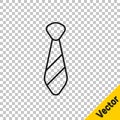 Black line Tie icon isolated on transparent background. Necktie and neckcloth symbol. Vector Royalty Free Stock Photo