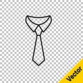 Black line Tie icon isolated on transparent background. Necktie and neckcloth symbol. Vector Royalty Free Stock Photo