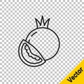Black line Tomato icon isolated on transparent background. Vector Royalty Free Stock Photo