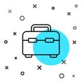Black line Toolbox icon isolated on white background. Tool box sign. Random dynamic shapes. Vector Illustration