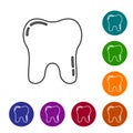 Black line Tooth icon isolated on white background. Tooth symbol for dentistry clinic or dentist medical center and Royalty Free Stock Photo