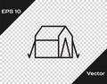 Black line Tourist tent icon isolated on transparent background. Camping symbol. Vector