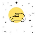 Black line Toy car icon isolated on white background. Random dynamic shapes. Vector Royalty Free Stock Photo