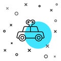 Black line Toy car icon isolated on white background. Random dynamic shapes. Vector Royalty Free Stock Photo