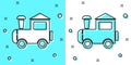 Black line Toy train icon isolated on green and white background. Random dynamic shapes. Vector Royalty Free Stock Photo