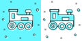 Black line Toy train icon isolated on green and white background. Random dynamic shapes. Vector Royalty Free Stock Photo