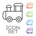 Black line Toy train icon isolated on white background. Set icons colorful. Vector Royalty Free Stock Photo