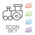 Black line Toy train icon isolated on white background. Set icons colorful. Vector Royalty Free Stock Photo