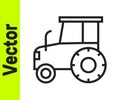 Black line Tractor icon isolated on white background. Vector